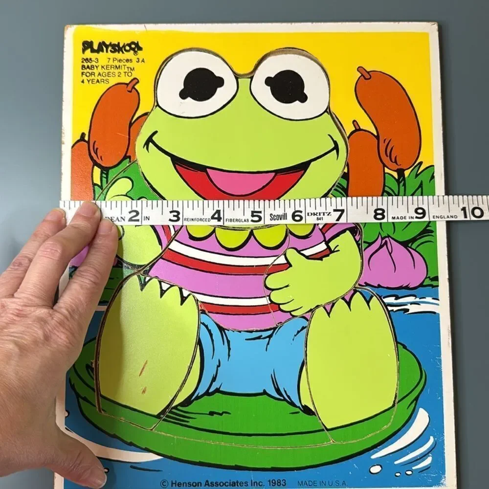 PLAYSKOOL 1983 Baby Kermit The Frog Board Puzzle